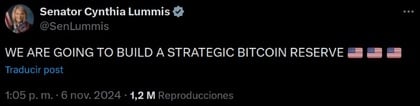 Cynthia Lummis Bitcoin tweet