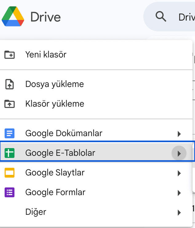google e-tablolar