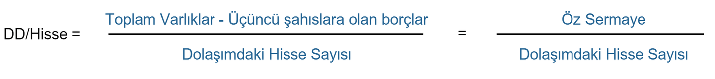 Defter değeri formülü