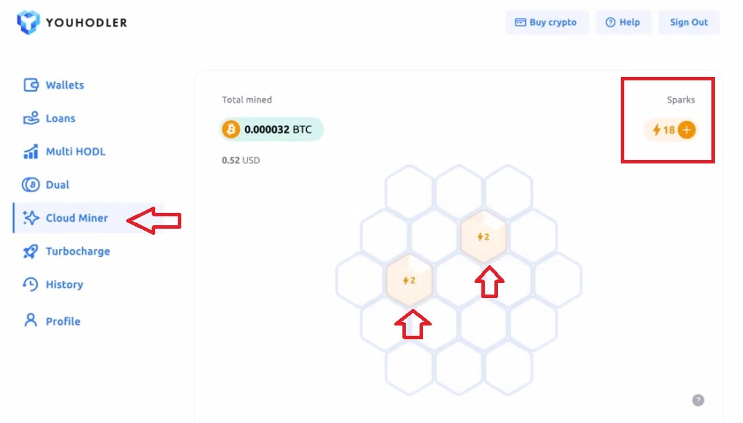 Youhodler'da bitcoin kazanma