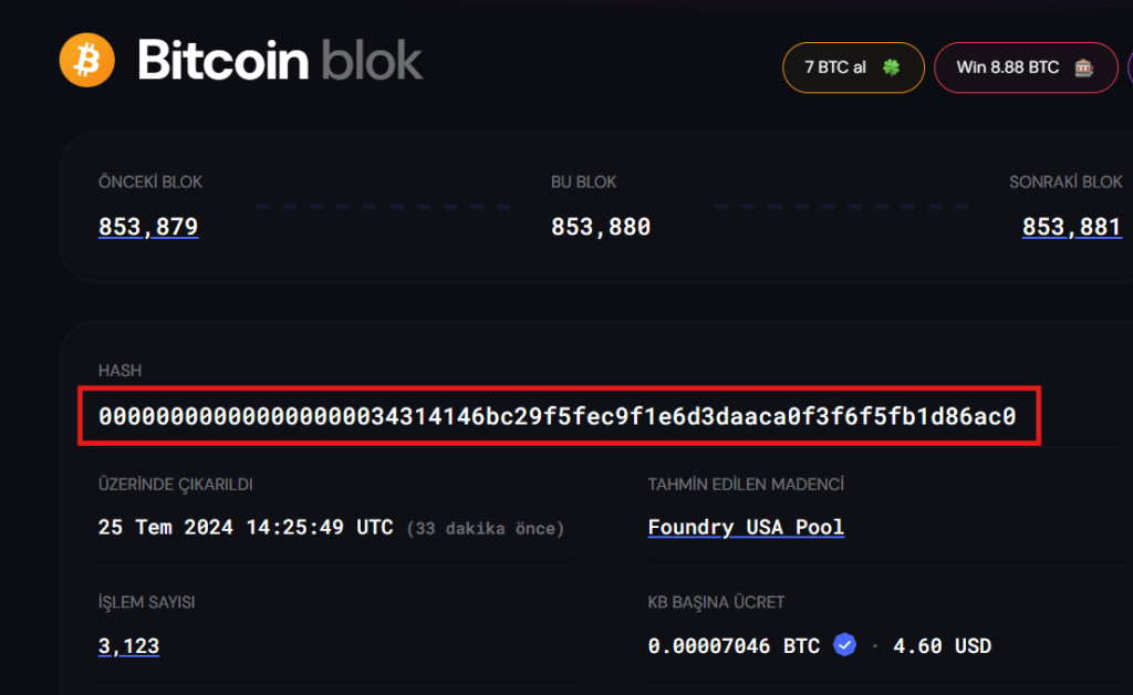 bitcoin blok hash numarası