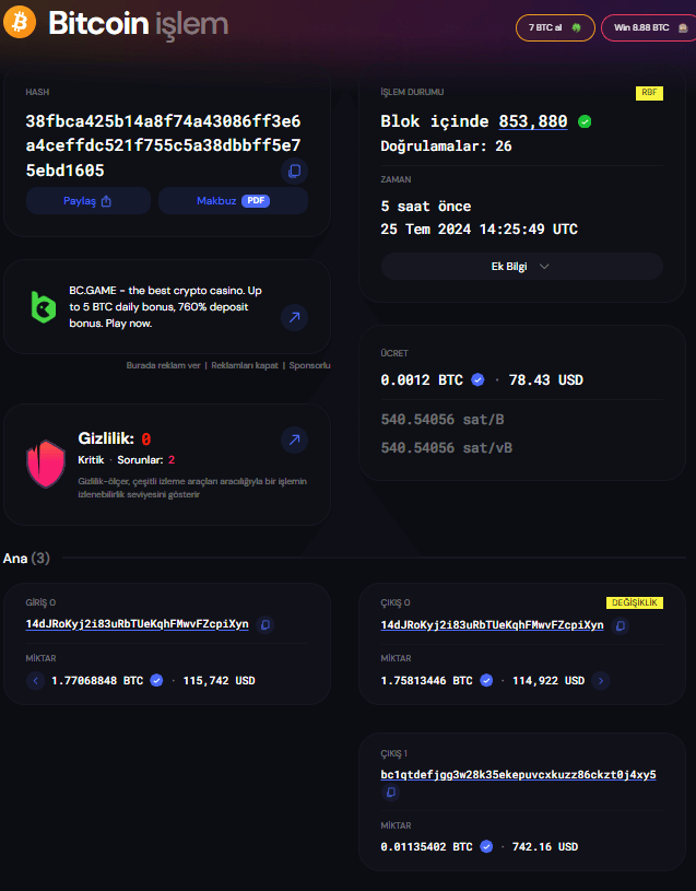 blockchain iki alıcı hesabı