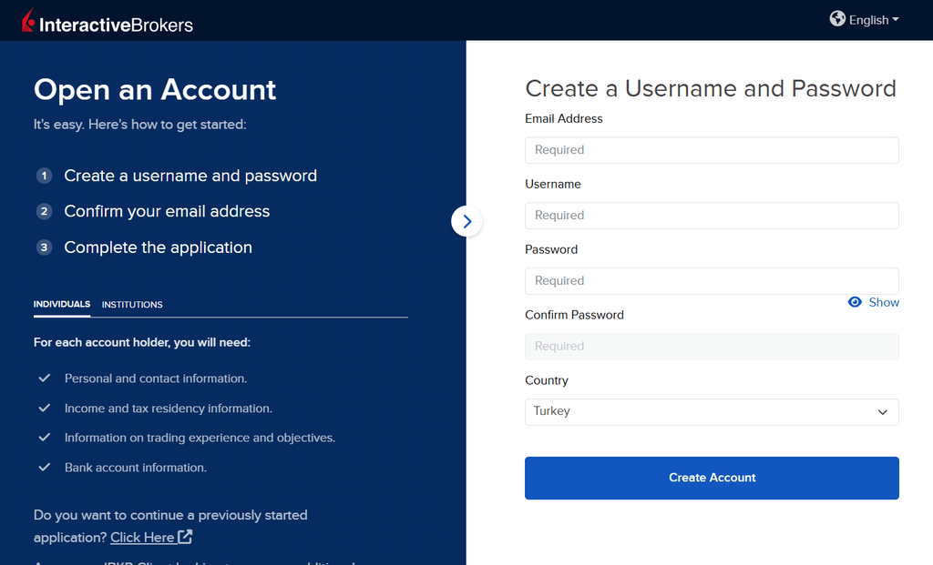 Interactive Brokers hesap açam