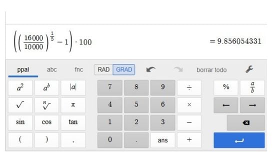 Çevrimiçi hesap makinesiyle CAGR örneği