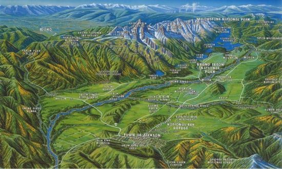 Jackson Hole ve çevresinin haritası. Kaynak Jackson Hole Camber