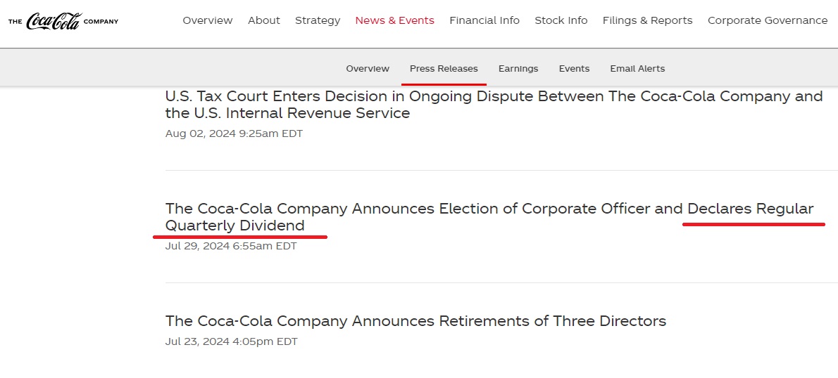 Coca Cola temettü veriyor mu?