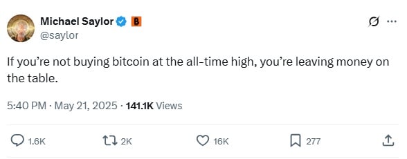 Michael Saylor Tweet