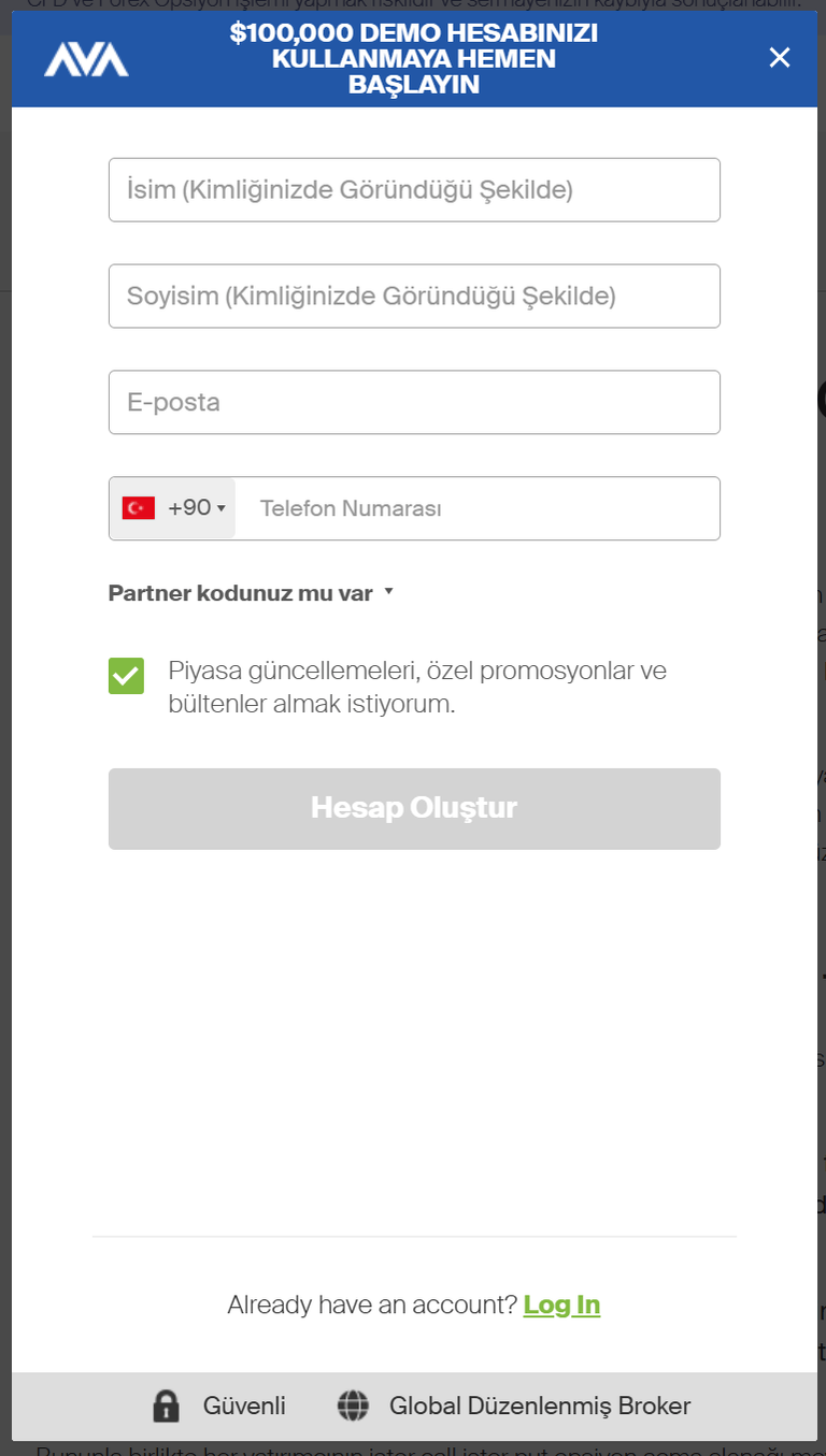 Avatrade demo hesap açılışı
