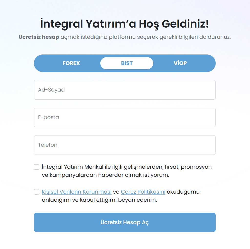 integral Yatırım hesaplar