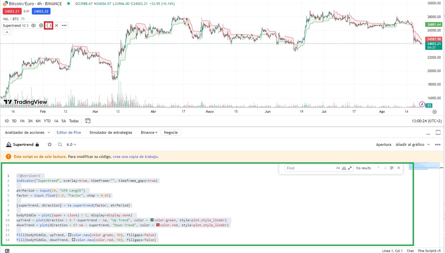 Tradingview Pine editor