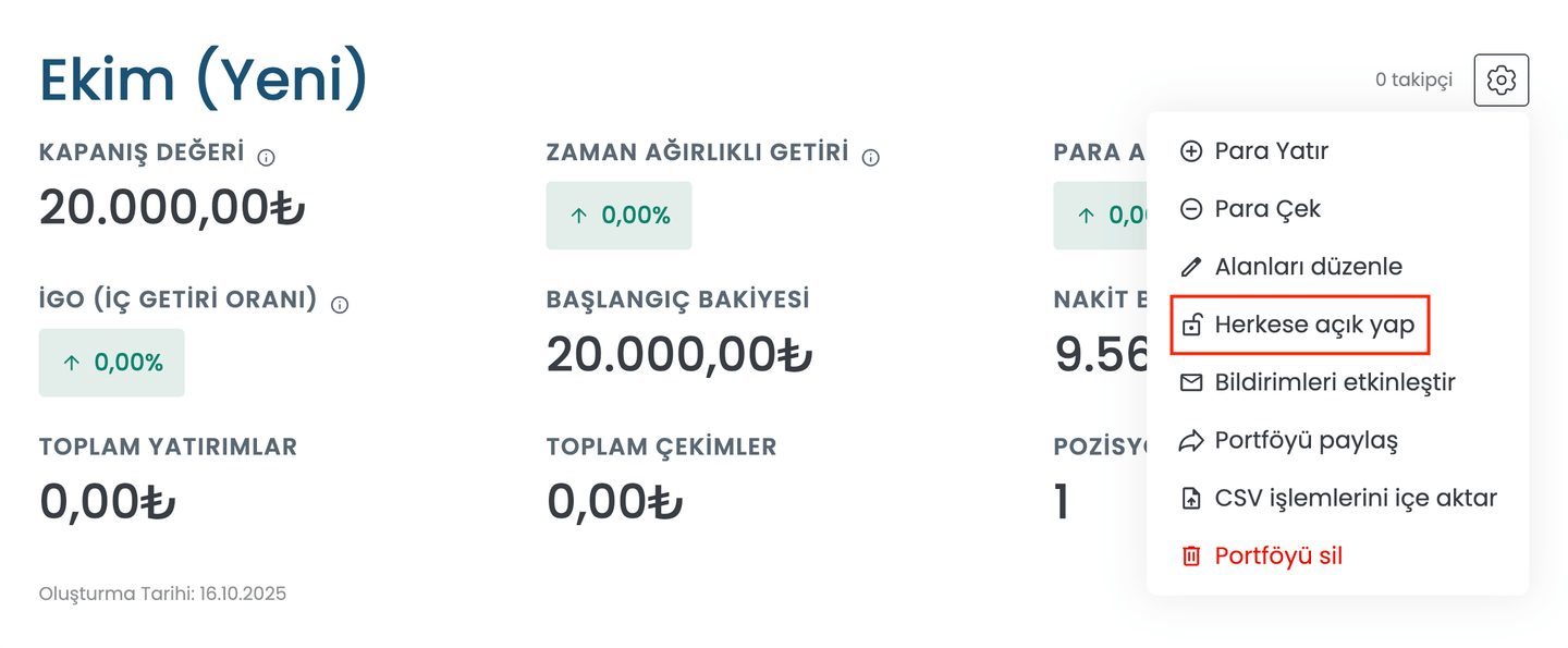 herkese açık portföy