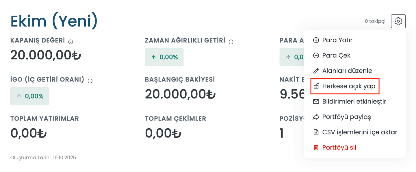 herkese açık portföy